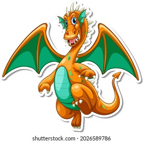 Fantasy Dragon cartoon character sticker illustration