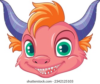 Fantasy Dragon Head on White Background illustration