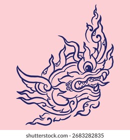 Fantasía del Vector de la cabeza del dragón para la tarjeta, decoración, ilustración