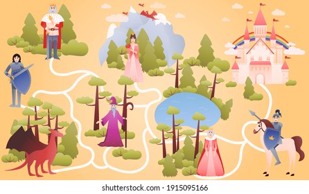 Fantasy Dreamlike World Map Riddle Kids Stock Vector (Royalty Free 