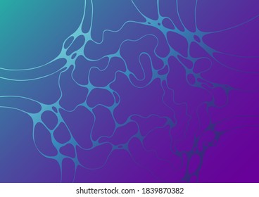 Fantasy electromagnetic field fluid vector background. Energy flowing futuristic concept. Curve lines neurons net. Crossed wavy lines grid scientific background. Creative digital artwork in blue