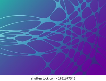 Fantasy electromagnetic field fluid vector background. Energy flowing futuristic concept. Curve lines neurons net. Crossed wavy lines grid scientific background. Creative digital artwork in blue