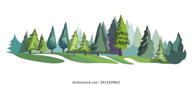 Fantasy element of colorful set. Journey into the realm of fantasy is showing on this artistic cartoon rendering of a fairy tale forest. Vector illustration.