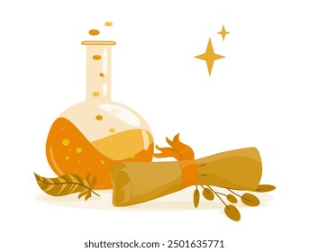 Fantasy elements on a white isolated background in a cartoon style. 