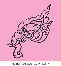 Fantasy of elephant head vector for illustration, card, decoration
