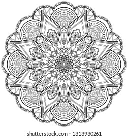 Fantasy ethnic dotted mandala for coloring. Oriental pattern, vector illustration.