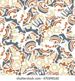 Fantasy ethnic seamless pattern. Hand drawn. Artistic.