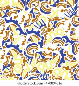 Fantasy ethnic seamless pattern. Hand drawn. Artistic.