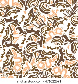 Fantasy ethnic seamless pattern. Hand drawn. Artistic.