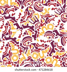 Fantasy ethnic seamless pattern. Hand drawn. Artistic.