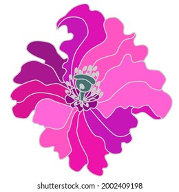 Fantasy exotic pink purple flower hand-drawn for embroidery or applications,use in the interior poster,photo picture,printing on fabric,for cover,wallpaper, wrapping,design solution
