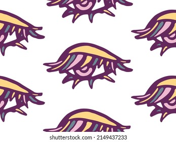 Fantasy eye seamless pattern hand drawn vector isolated.