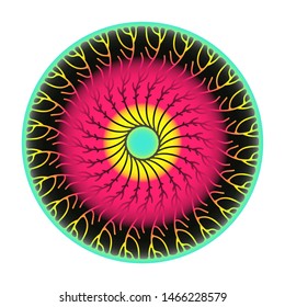 fantasy eye symbol in multicolor pop shades on white