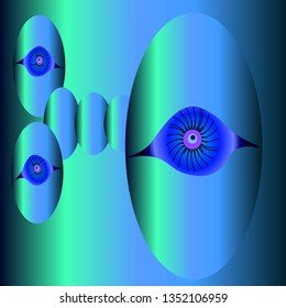 Fantasy eyes on abstract background. 