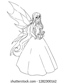 
Fantasy fairy coloring book