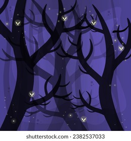 Fantasía Hadas Mística Violeta Forestal Oscura Ilustración Resumen Vector De Fondo