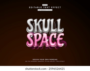 fantasy fancy silver pink skull space 3d shiny game logo text effect