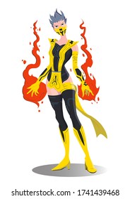 Fantasy female character with fire in hands