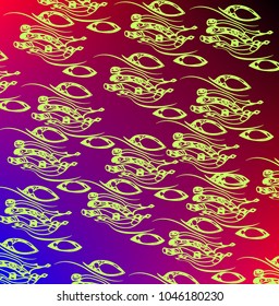 Fantasy figures on a colored background