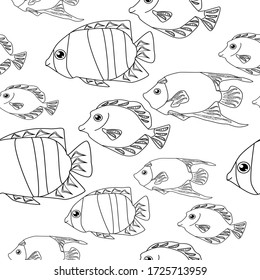 esquema de peces de fantasía patrón sin fisuras, colorante antiestrés