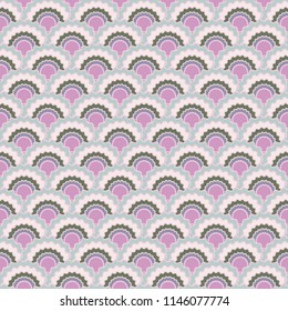 Fantasy fish scales squama background, vector seamless fabric pattern, tiled textile print. Traditional chinese squama scales seamless arc tiles motif. Siren skin pattern.
