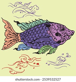Fantasy fish vector for illustration, card, decoration