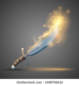 Fantasy flame sword. Vector illustration.