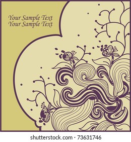 fantasy floral background with hand drawn plants