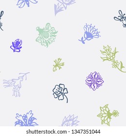Fantasy floral. Decorative botanical vector seamless pattern made of abstract oriental flowers. Plane drawing.