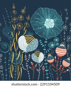 Fantasy Floral Garden Seamless Pattern