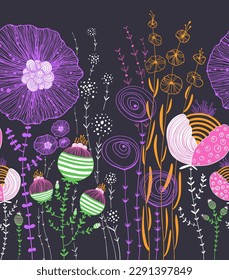 Fantasy Floral Garden Seamless Pattern