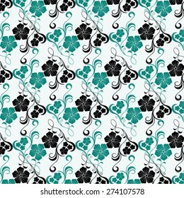 Fantasy floral pattern on pastel background - vector illustration.