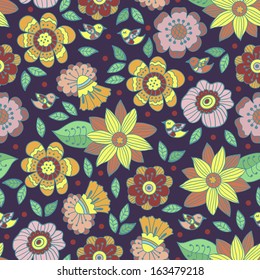 Fantasy floral retro pattern.Vector background for textile, wrapping paper and other printing and web projects.