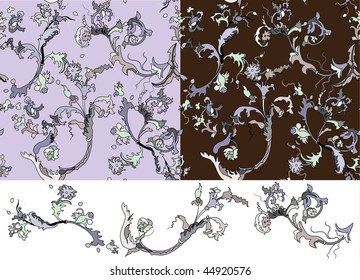 Fantasy floral seamless and floral elements for your use