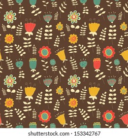 Fantasy floral seamless vector pattern