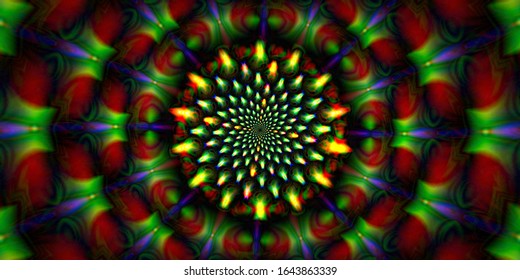 Fantasy flower, colorful mandala background.