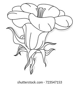 Fantasy flower illustration set on white isolated
