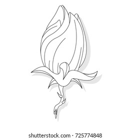 Fantasy flower illustration set on white isolated