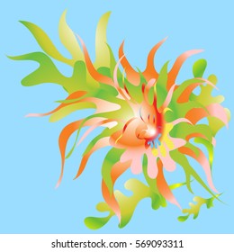 fantasy flower on blue background vector illustration