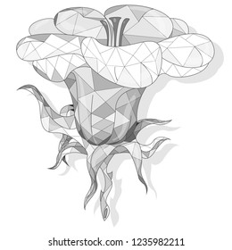 Fantasy flower vector illustration set isolated. Polygonal design.