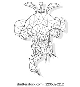 Fantasy flower vector illustration set isolated. Polygonal design.