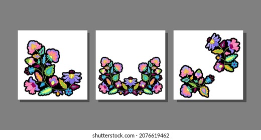 Fantasy Flowers Embroidery Patches set