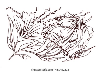 Fantasy flowers. Hand drawn pattern.