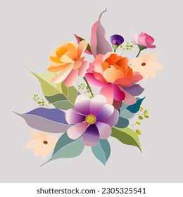 Fantasy flowers on a light background.