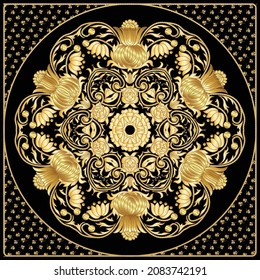 Fantasy flowers in retro, vintage embroidery style. The design is suitable for blanket, pillow, pillowcase, napkin, cover, postcard. Vector illustration. 