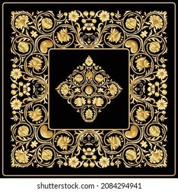 Fantasy flowers in retro, vintage embroidery style. The design is suitable for blanket, pillow, pillowcase, napkin, cover, postcard. Vector illustration. 