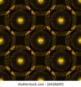 Fantasy flowers seamless pattern. seamless yellow glowing ethnic pattern 