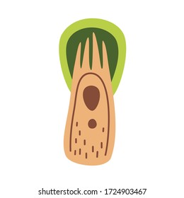 Fantasy folk art tree flat vector stock illustration. Forest strong high tree icon, sticker or logo for workshop working with wood.