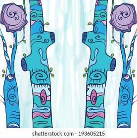 fantasy forest cute colorful doodle background