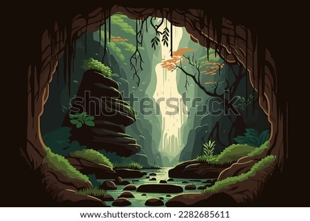 Similar – Image, Stock Photo Stone cave in green forest with trees